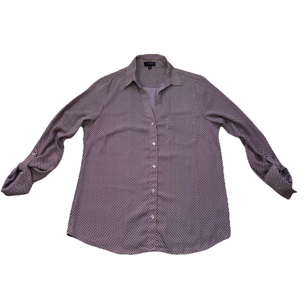 The Limited Women M Blouse Long Sleeve Geometric Print Button Up Career Top Work